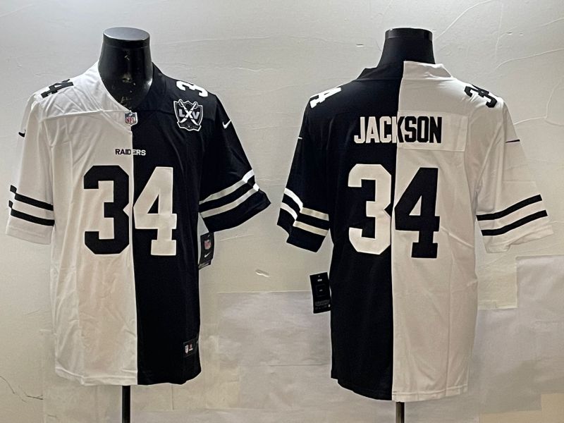 Men Oakland Raiders #34 Jackson White Black Fashion 2025 Nike Limited NFL Jersey style 3->texas rangers->MLB Jersey